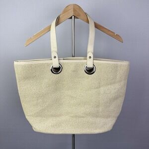 San N Sand Women's Casual Straw Shoulder Bag Totes  Large Cream/ Cream‎